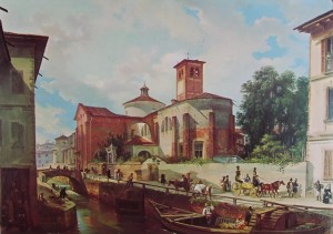 Giovanni Migliara: Via Fatebenefratelli a Milano, cm. 70 x 100, collezione privata a Milano.